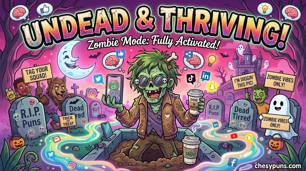 Clever Zombie Captions for Social Media & Texts