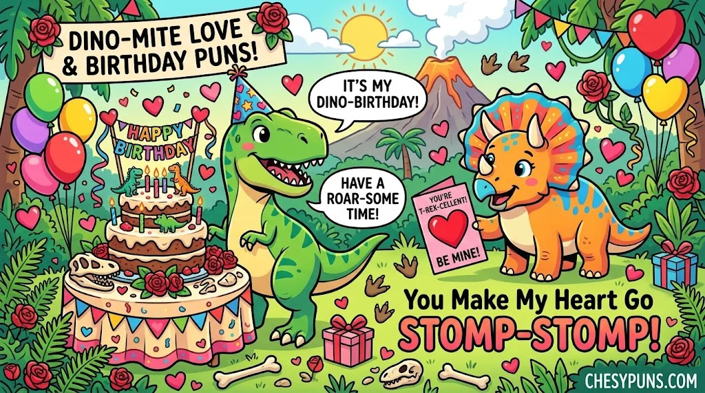 Dinosaur Puns for Birthdays, Valentine's Day & Compliments
