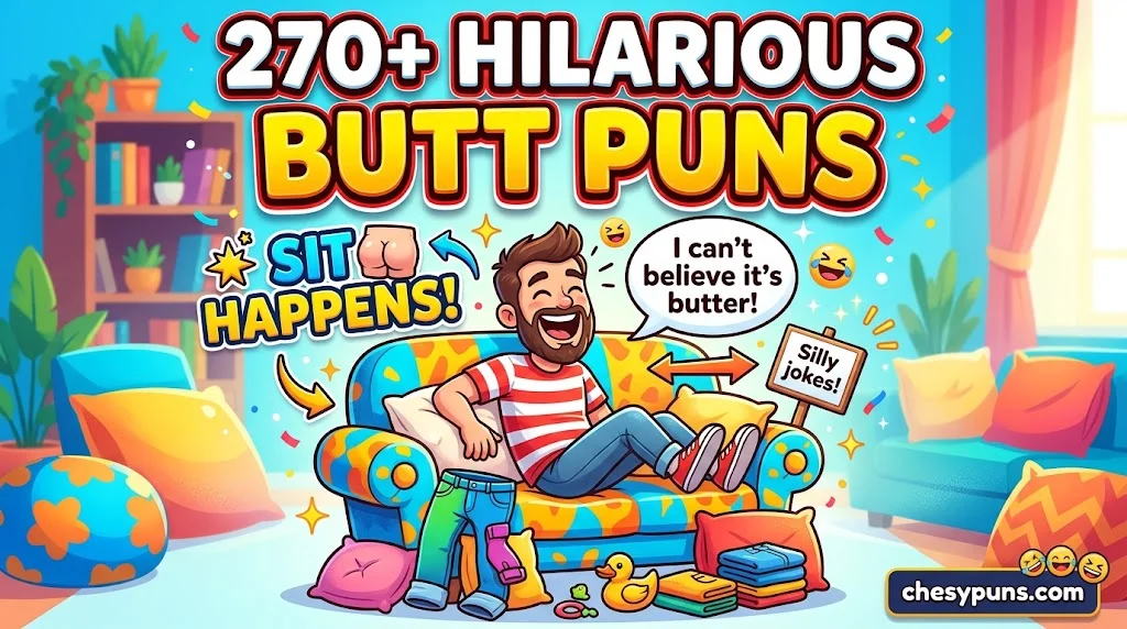 270+ Hilarious Butt Puns: Funny One-Liners, Cheeky Jokes & Hilarious Captions (2026)