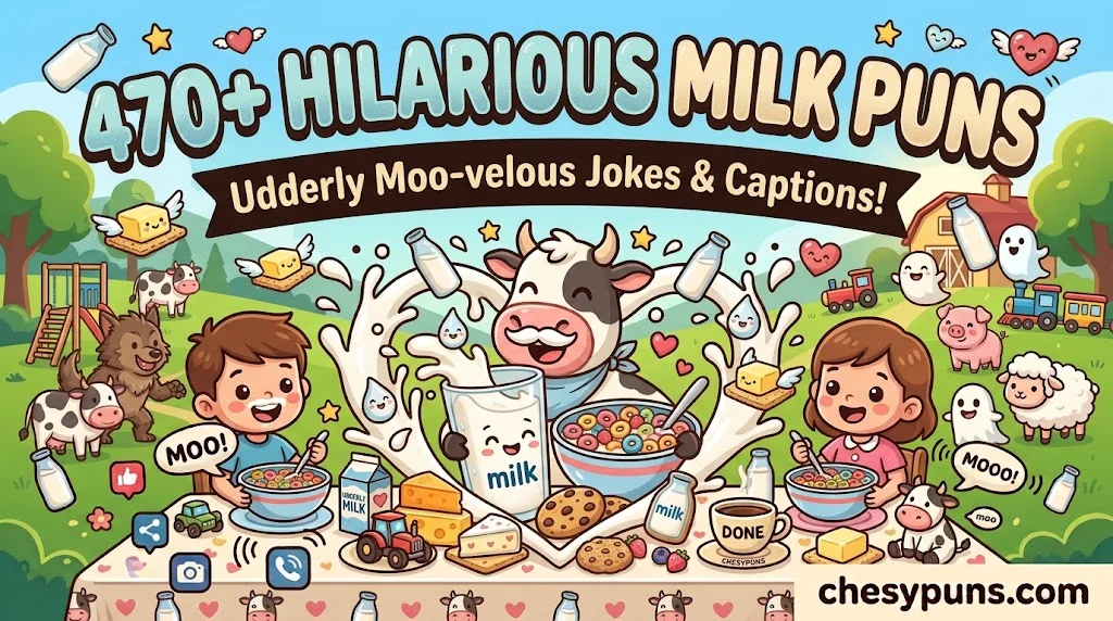 470+ Hilarious Milk Puns: Funny One-Liners, Clever Dairy Jokes & Udderly Moo-velous Captions (2026)
